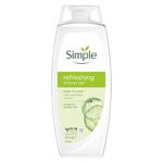 Simple Kind to Skin Refreshing Shower Gel Body Wash with cucumber extracts and pro-vitamin B5 for sensitive skin 6x 450 ml