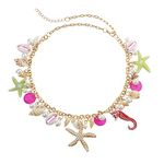 RUOFFETA Shell Starfish Necklace Bracelet Conch Statement Chunky Necklace Mermaid Costume Jewelry Beach Jewelry for Women(Necklace 2)