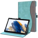 FINTIE Case for Samsung Galaxy Tab A8 10.5 inch 2022 Model (SM-X200/X205) - Multi-Angle Viewing Folio Stand Cover with Pocket, Auto Wake/Sleep, Denim Turquoise