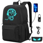 SAMIT Luminous School Bag Anime Backpack Boys Rucksack Cool Bookbag Laptop Backpack Lightweight Casual Daypacks with USB Charging Port and Pencil Case for Unisex Kids