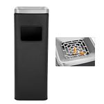 Dyna-Living Outdoor Bin Rubbish Bin Commercial Stainless Steel Trash Bin with Lid Outside Garbage Can Bin Thicken Waste Bin for Garden Backyard Home Office Restaurant Indoor (Black)