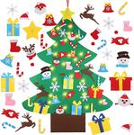 4FT DIY Felt Christmas Tree Set with 36pcs Ornaments 5M 50LED Warm White LED String Lights - Wall Hanging Felt Xmas Tree for Kids Toddlers Christmas New Year Gift Decorations Party Supplier