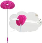 Hoolerry Ceiling Fan Cleaner Duster with Extension Handle Long Reusable Microfiber Ceiling Fan Cleaner Removable Washable 12.99 to 47.24 in for Cleaning Wall Furniture Bookshelves Door (Pink)