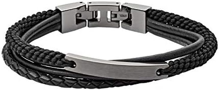 Fossil Men's Stainless Steel Engravable ID Bracelet, Color: Black/Brown, Gunmetal (Model: JF03185793)