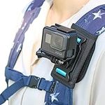 SKEZN Backpack Shoulder Strap Mount Camera with Adjustable Shoulder Pad and 360 Degree Rotating Base Compatible with GoPro Hero 12 Black, Hero 11/9/8, DJI Action 4/3 and More (4.3 * 2.8 * 2.2 in)