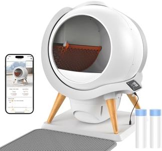 HoneyGuaridan Self Cleaning Cat Litter Box, Automatic Cat Litter Box for Multiple Cats,Water Rinsable and Easy to Clean,2.4G/5G WiFi APP Control,Integrated Safety Protection,2 Roll Garbage Bags