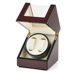 CO-Z Self Winding Double Watch Rotator Box, CE Approved Watch Winder for Automatic Watches, Black and Red High Gloss Finish with Ultra-Quiet Motor (Black and Red)