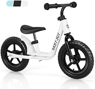 BABY JOY Kids Balance Bike, No Pedal Training Bicycle with Adjustable Handlebar & Seat, 11” Puncture-Proof EVA Tires, Lightweight Balance Bike for Toddlers and Kids (White)