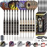 cyrico Darts Metal Tip Set, Professional Steel Tip Darts, 20 Grams and 26 Grams Darts Steel Tip with Aluminum Shafts and Brass Barrels, Extra Dart Flights, Sharpener Tool Kit, Carrying Case, 12pcs