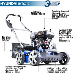 Hyundai Petrol Lawn Scarifier – 400mm Width