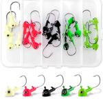 Alwonder 20-Pack Walleye Jigs Kit with 3D Eyes, Walleye Fishing Jig Heads Stand Up Swimbait Jig Head 1/4oz, Flat Bottom Jigs Heads Hooks Lures Saltwater Freshwater Fishing Bass