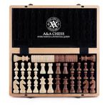 A&A 15 inch Wooden Folding Chess & Checkers Set w/ 3 inch King Height Staunton Chess Pieces / 2 Extra Queens