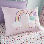 Happy Linen Company Girls Kids Unicorns Princess Rainbows Pink Toddler Cot Bed Fitted Sheet Bedding