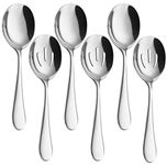 AOOSY 6-Piece Serving Spoons，Stainless Steel Buffet Slotted Spoons, 8.7 inches Solid Spoons for Kitchen