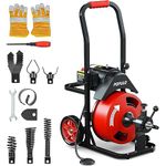 POPULO Drain Cleaner Machine 630W,50Ft X 1/2 Sewer Snake Machine Auto Feed,Drain Auger Cleaner with 8 Cutter & Air-Activated Foot Switch,Commercial Drain Snake for Indoor and Outdoor 2-4” pipes