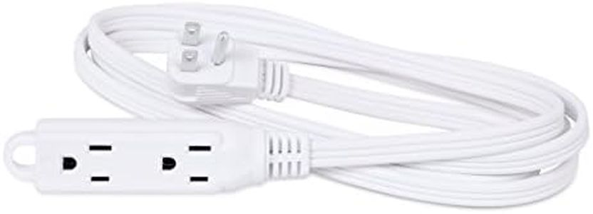 Internet's Best 8 FT Vertical Triple Tap Extension Cord - 16 AWG (Gauge – 16/3) - Heavy Duty Indoor Power Outlet - NEMA 5-15 R & 5-15P – SPT - 3 Outlets - White