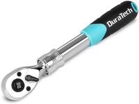 DURATECH 3/8-Inch Drive Extendable Ratchet, 90-Tooth Quick-release Ratchet Wrench with Cushion Handle & Telsecoping Locking Shaft(4 Length Adjustment: 8-1/2" to 12-2/5"), Reversible, Chrome Alloy Made