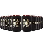 Talk Thirty To Me Can Coolers, 30th Birthday Party Coolies, Set of 12, Black/White/Pink and Gold Thirtieth Birthday Cup Coolers, Perfect for Birthday Parties, Birthday Decorations