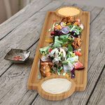 RNAZLIS Wooden Platter Rectangular Shape Serving Tray With Handle |Appetizer Plate | Snacks Serving Platter -39 X 14 Cm