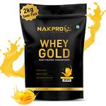 NAKPRO Gold Whey Protein Concentrate 2kg Mango | 25.5g Protein, 5.6g BCAA | Trustified Certified 100% Authentic Supplement Powder & No Adulteration | Fast Absorbing Whey Protein Powder