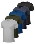BOOJO 5 Pack Workout Mens Shirts - Quick Dry Causal Moisture Wicking Work Gym Athletic Short Sleeve for Basketball Running