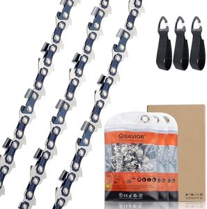 Savior Lot de 3 Chaîne de tronçonneuse 25cm 3/8"LP 40 maillons 1,1mm faible rebond Compatible pour Einhell GE-LC 18/25 Li, Makita, Matrix, Husqvarna, Oregon