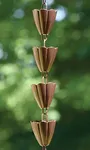 BestNest Ancient Graffiti Scalloped Rain Chains, Browned Copper Finish, Pack of 4