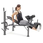 Marcy Standard Weight Bench with Butterfly and Leg Developer Multifunctional Workout Station for Home Gym MD-389