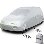 Favoto Waterproof Car Cover Outdoor Hatchback Cover Universal Fit 145 to 157 inch UV Protection Windproof Dustproof Snow Leaves Scratch Resistant for Outside Storage Full Exterior Covers