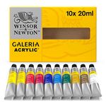 Winsor and Newton Galeria Acrylic Paint Set of 10 Colours in 20 ml Tubes, Water Based Paint, Ideal for Paper, Canvas, Wood, Ceramic and Fabric