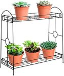 Best Choice Products 32-inch 2-Tier Indoor Outdoor Metal Multipurpose Plant Stand, Decorative Flower Pot Display Shelf Tray for Home, Backyard, Patio, Garden, Black