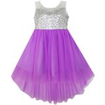 Sunny Fashion HK42 Girls Dress Sequin Mesh Party Wedding Princess Tulle, 8 Years, Purple