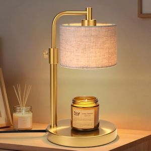 NITOWOLF Candle Warmer Lamp, Candle Lamp Warmer with Timer Adjustable Height Wax Warmer Lamp for Jar Candles, Birthday Gifts for Women Mothers Day Gifts (Gold Linen)