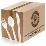 Plasticpro Cutlery Plastic Combo Sets Medium Weight Disposable Silverware White (1000 Count)