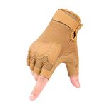 Half Finger Gloves Men Women Non-Slip Fingerless Gloves for Outdoor Sports Cycling Motorcycle Hiking Climbing Camping Hunting Running,sand,L