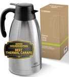 Cresimo 2L Insulated Coffee Carafe - Stainless Steel Thermal Jug 36 Hrs Cold, 12 Hrs Hot Water Jug Thermal Teapot, Durable Easy-to-Use Coffee Dispenser for Parties & Holidays Tea Dispenser