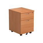 Office Hippo Heavy Duty 2 Drawer (1 for Filing) Mobile Pedestal Filing Cabinet, File Cabinet, Office Cabinet with Anti-Tilt Mechanism & Lockable Office Storage, 5 Year Wty - Beech