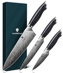 SANMEIHO 3PCS Kitchen Knife Set,Chef Knife Set in Powder Steel, Ultra Sharp Japanese Knife Set High Carbon Steel Knives Sets, Cooking Knives Set with Ergonomic Pakkawood Handle