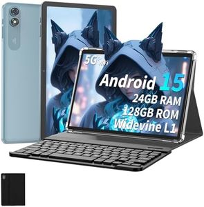 Suicoey 2025 Tablet, 10 inch Android 15 Tablet with Keyboard, 24GB RAM+128GB ROM(1TB Expand), Octa Core, 5G/2.4G WiFi, 8000mAh, BT V5.0, with Case, Mouse, Stylus, Split-Screen(Black)