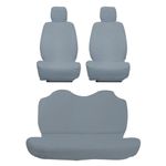 AUTOXYGEN Car Towel Seat Cover Accessories Front & Rear 100% Pure Cotton Fabric, Sweat Control Complete Set for Punch EV (Front Detachable Headrest, Grey)