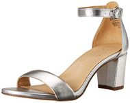 Naturalizer Womens Vera Ankle Strap Block Heel Dress Sandal,Silver Metallic Leather,7.5M, Silver Metallic Leather, 7.5