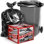 ToughBag 55-60 Gallon Heavy Duty Trash Bags - 150 Count, 38" x 58" Black Garbage Bags for Commercial, Lawn, and Leaf Use - Made in USA