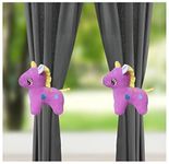 Tickles 1 Pair Unicorn Curtain Tie Backs Soft Stuffed Plush Toy Holder for Home Room Decoration (Color: Purple Size: 25 cm)