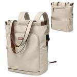 Convertible Laptop Backpack for Women Casual Daypack Notebook Tote Bag for Work College Travel Leisure (Apricot)