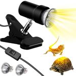 Moonorange Reptile Heat Lamp, 360° Rotatable UVA/UVB Light Lamp with 2 Basking Bulbs (25W + 35W), Suitable for Bearded Dragon Reptiles Turtle Lizard, Snake (Black)