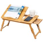 [Portable Computer Table] Laptop Stand Foldable Portable Adjustable Notebook Table folding Computer Desk Bed Tray Laptop Desk Stand for Books, Documents Breakfast in Bed with Drawer