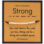 Suyi Morse Code Bracelet Gift for Best Friend 925 Sterling Silver Beads on Silk Cord Jewelry for Women Girls Birthday Strong