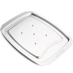 Andrew James Stainless Steel Spiked Meat And Poultry Carving Tray With Safety Guards And Lipped Rim