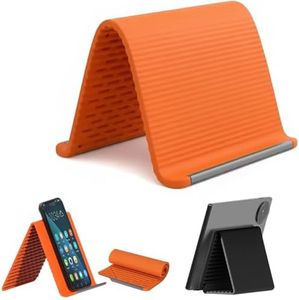 AULCTR 2026 Upgrade Portable Foldable Silicone Phone Holder, Universal Flexible Silicone Aluminum Phone Holder Stand, Premium Ergonomic Adjustable Anti-Slip Stand for Phone Tablet Laptop (2, Orange)