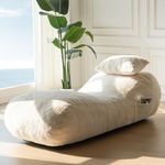 MAXYOYO Bean Bag Bed with Pillow, Chaise Lounge Chair Indoor, Velvet Floor Sofa, Fainting Couch for Bedroom Living Room, Shredded Foam Filling, Removable And Machine Washable Cover